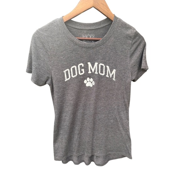 Tops - Modern Lux Dog Mom‎ Graphic T-Shirt Womens Medium Gray Excellent Paw Print Tee